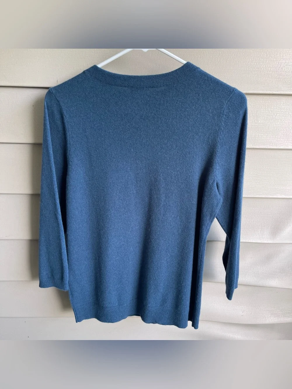 Talbots Sweater Womens 100% Cashmere Size Lp Blue Crew Neck Soft Minimal